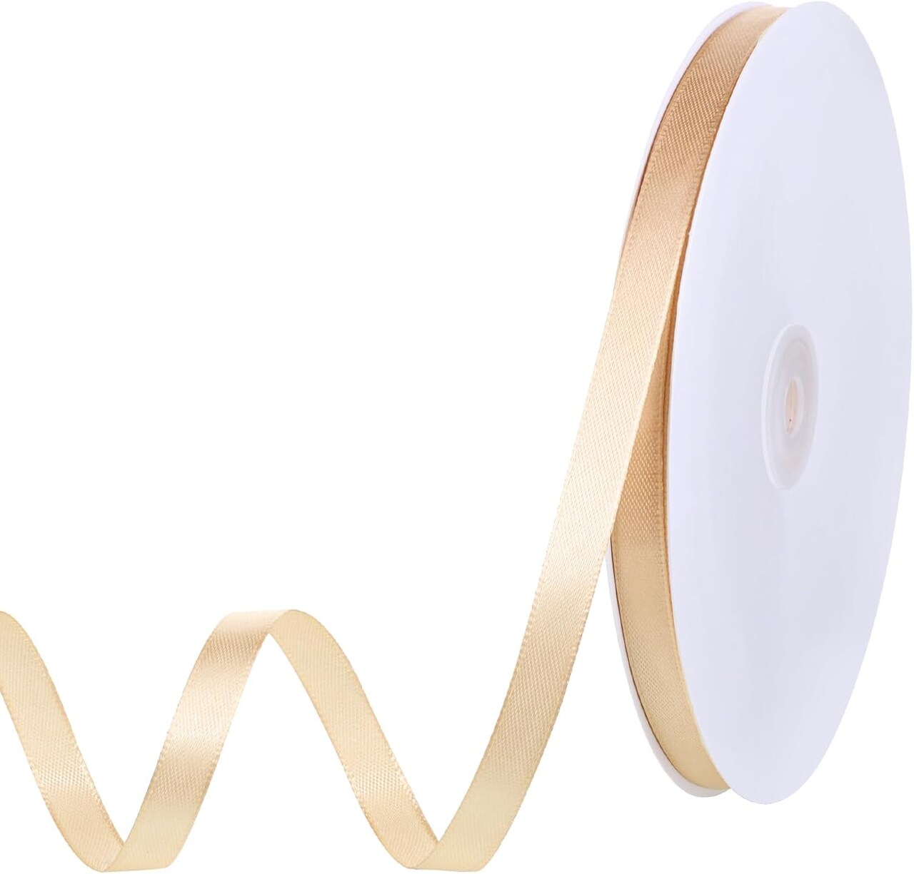120 Yards Champagne Ribbon 3/8 Inch Thin Gold Satin Ribbon Craft Fabric Ribbon for Hair Bow Making Gift Wrapping Floral Bouquet Party Birthday Graduate Mother's Day Decorations